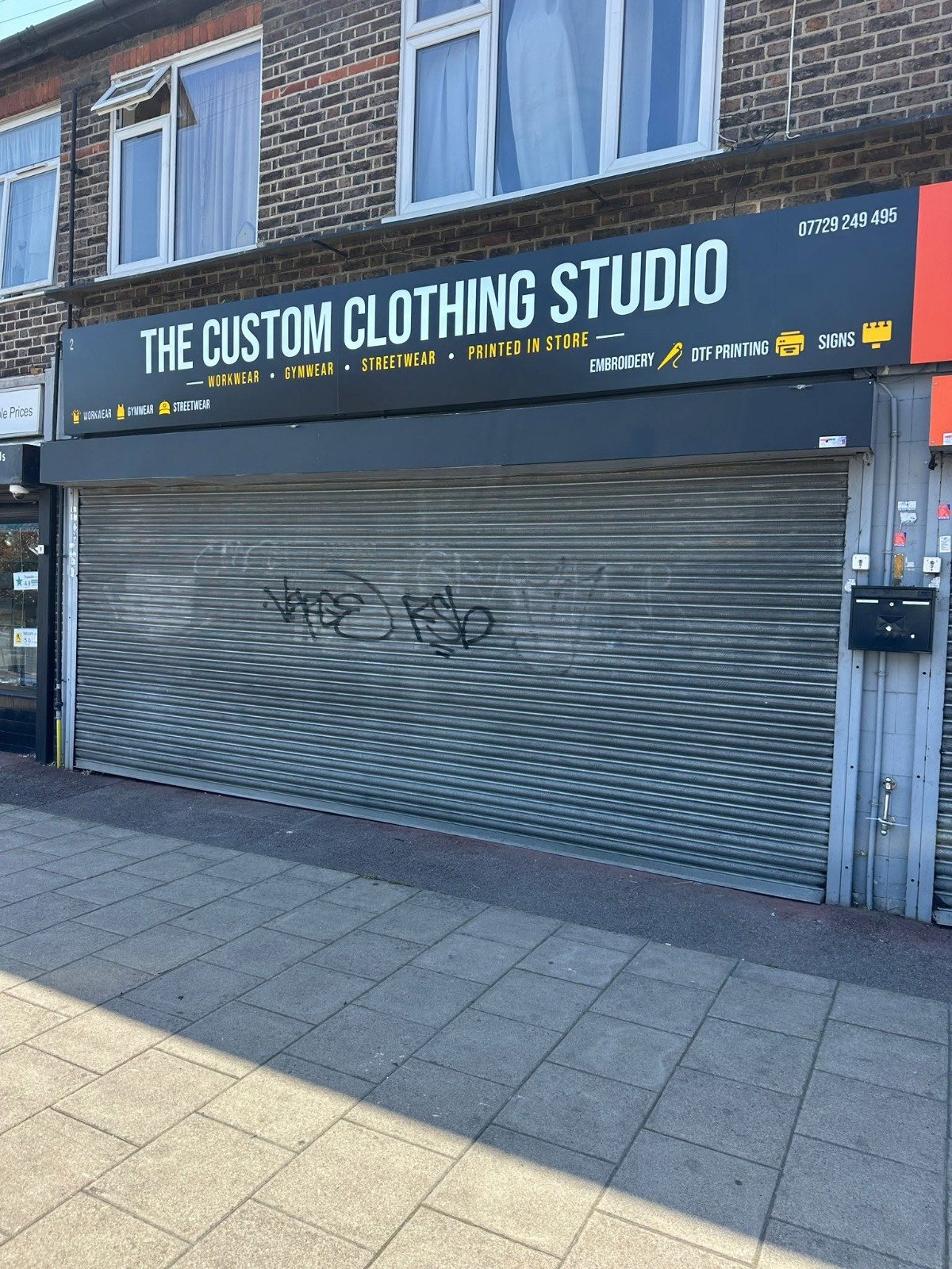 The Custom Clothing Studio shop front signage