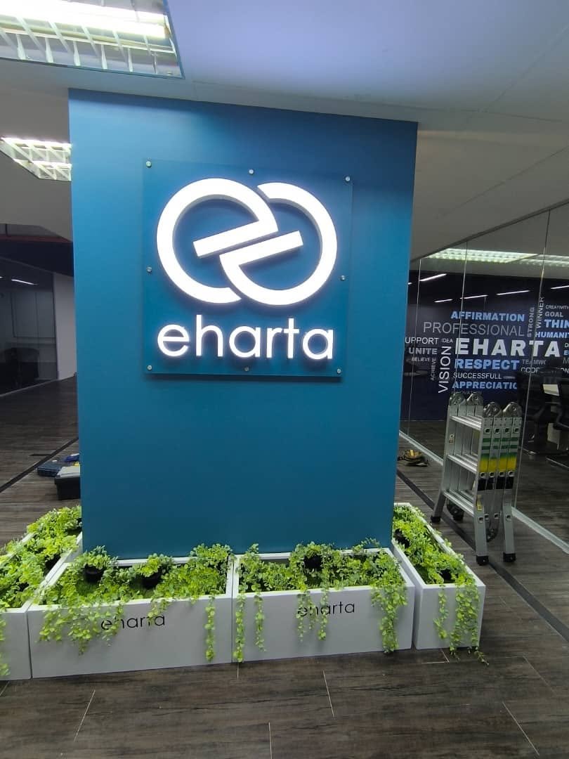 Eharta illuminated office reception logo sign