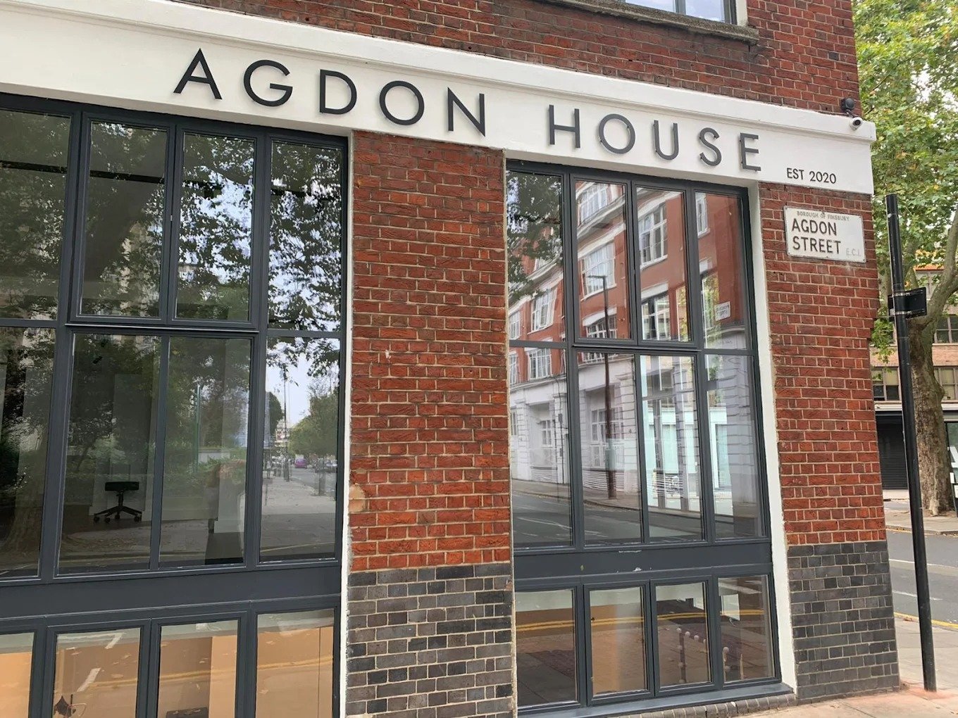 Agdon House exterior building signage