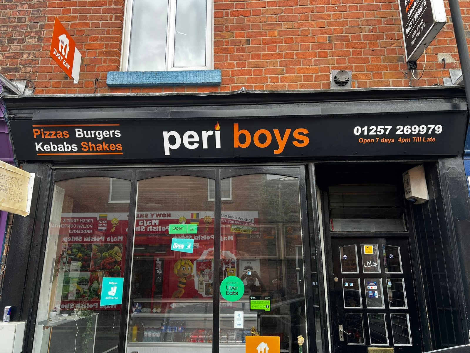 Peri Boys takeaway shop front signage